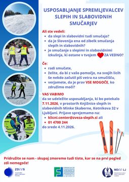 Vabilo na usposabljanje spremljevalcev slepih in slabovidnih smučarjev